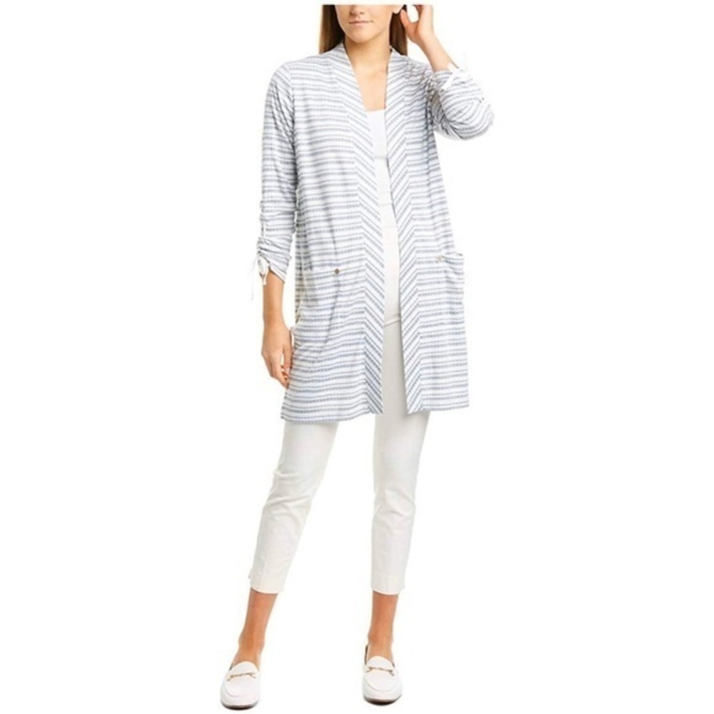 JONES NEW YORK Ivory & Ink Striped Cardigan-M